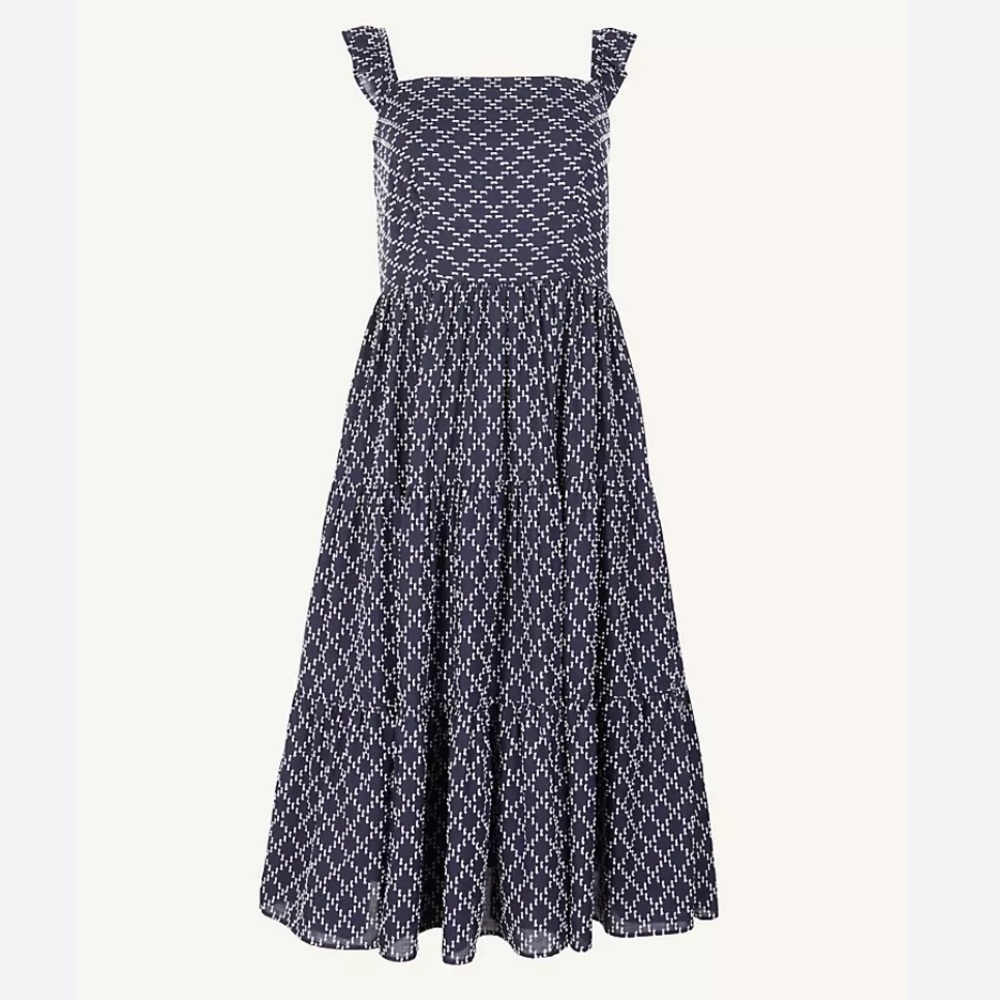 Ann Taylor Lattice Ruffle Tiered Midi Dress